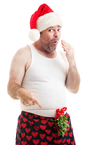 いたずらなクリスマスのヤドリギ男 — ストック写真