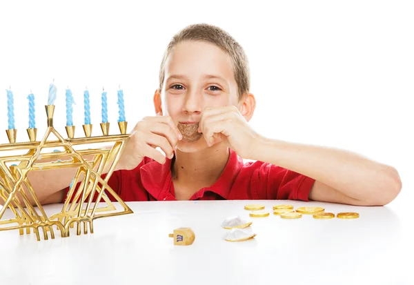 Bambino ebreo su Hanukkah — Foto Stock