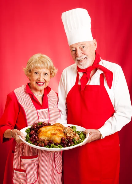 Teamarbeit beim Weihnachtsessen — Stockfoto