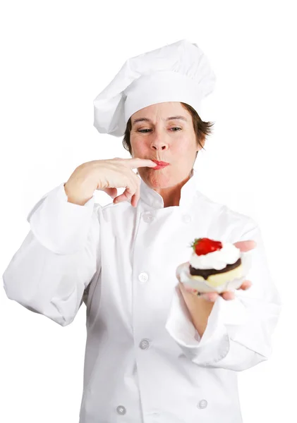 Pastry Chef Tasting Tart — Stock Photo, Image