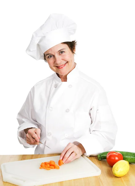 Chef Cuts Up Veggies — Stock Photo, Image