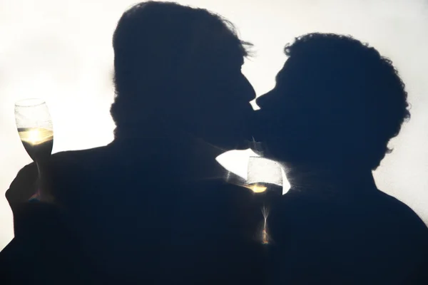 Gay Male Kiss silhouet Stockafbeelding