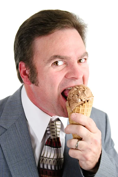 Businessman Enjoying Ice Cream Cone — Stock Photo, Image