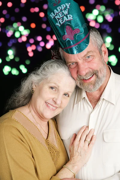 Senior Couple New Years Fireworks — Stock Photo, Image