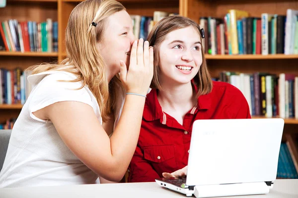 Meninas da escola sussurrando — Fotografia de Stock