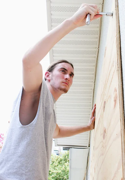 Disaster Ready - Plywood Windows Stock Picture