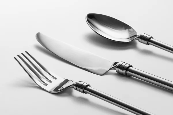 Set tacâmuri cu furculiță, cuțit și lingură — Fotografie, imagine de stoc