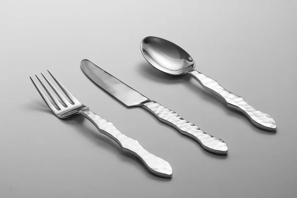 Posate con forchetta, coltello e cucchiaio — Foto Stock