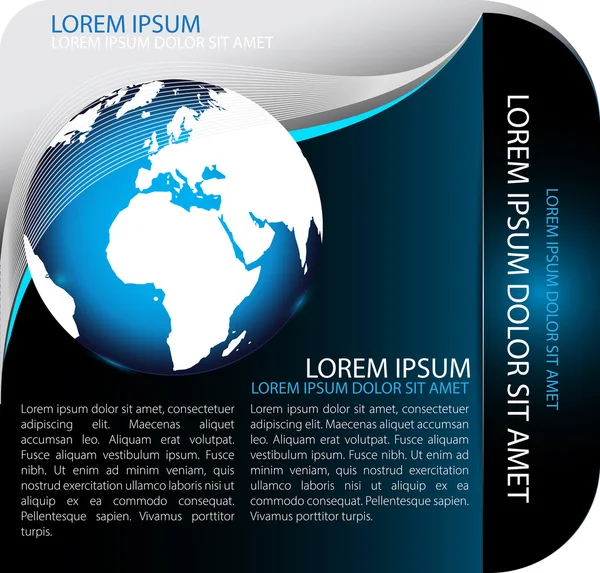 Abstract dark brochure design with a globe — Stock Vector