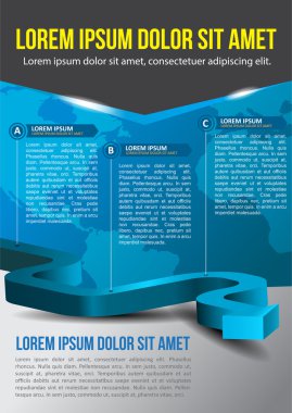 İş vektör mavi arka plan ile üç adım