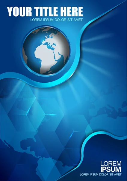 Abstrakter Vektor blauer Hintergrund mit Kontinenten und Globus — Stockvektor