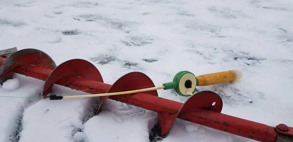 Pesca Gelo Tempo Frio — Fotografia de Stock