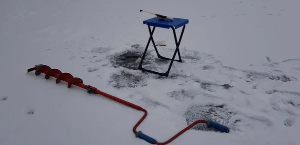 Soğuk Havada Buz Balıkçılığı — Stok fotoğraf