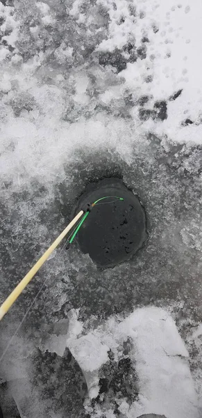 Pesca Gelo Tempo Frio — Fotografia de Stock