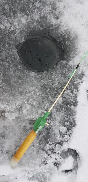 Pesca Gelo Tempo Frio — Fotografia de Stock