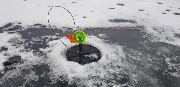 Pesca Gelo Tempo Frio — Fotografia de Stock