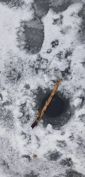 Pesca Inverno Gelo Frio — Fotografia de Stock