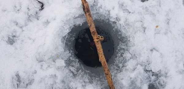 Pesca Inverno Gelo Frio — Fotografia de Stock