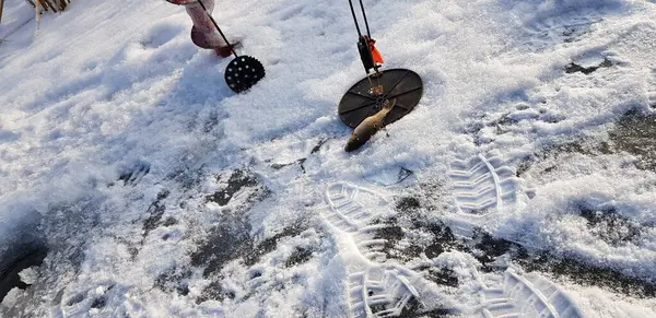 Pesca Inverno Gelo Frio — Fotografia de Stock