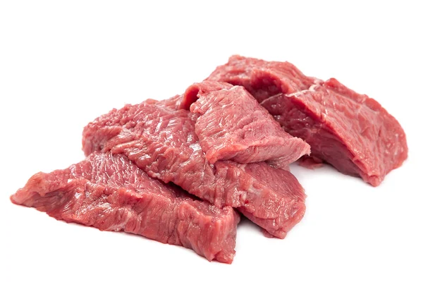 Carne crua fresca sobre um fundo branco. — Fotografia de Stock