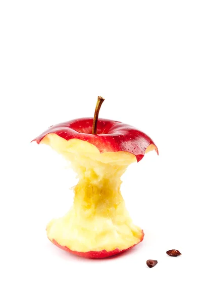 Fresh red apple core on white background. — Stock Photo, Image