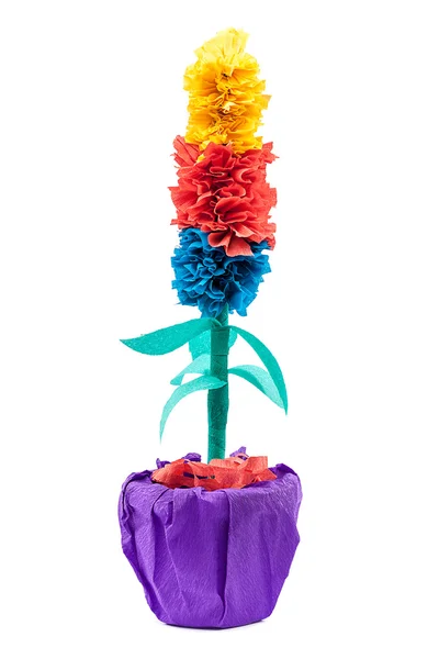 Children's creativity  Handmade Flower of colored paper — Stock Photo, Image