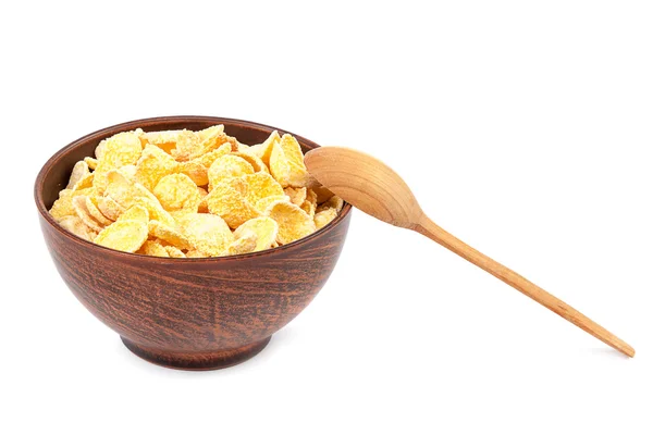 Cornflakes i en keramikskål. — Stockfoto