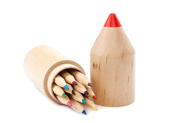 Crayons Bois Isolés Sur Fond Blanc — Photo