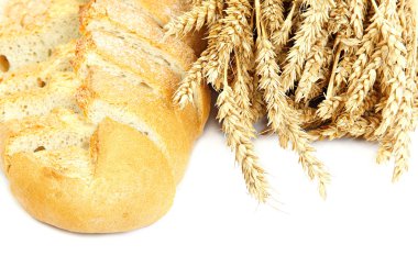 Beyaz ekmek ve buğday kulaklara.