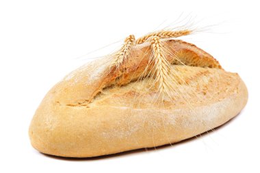 Beyaz ekmek ve buğday kulaklara.