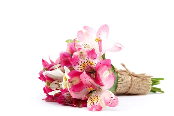 Bouquet di fiori di giglio su sfondo bianco . — Foto Stock