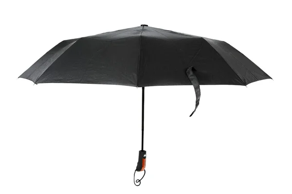 Modern black umbrella in the unfolded form isolated on white bac — Stock Photo, Image