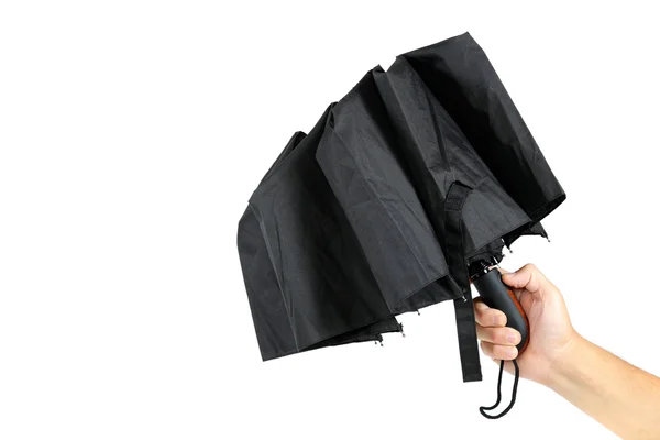Ombrello nero moderno in mano . — Foto Stock