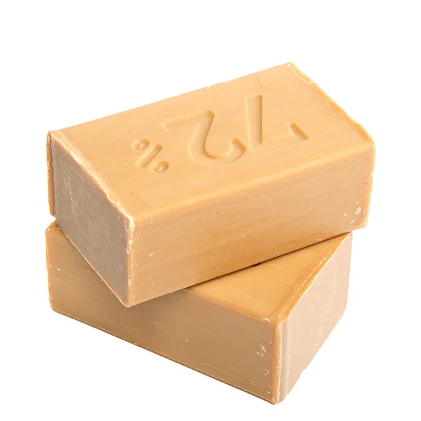 Two pieces of economic simple natural soap. — Stock Photo, Image