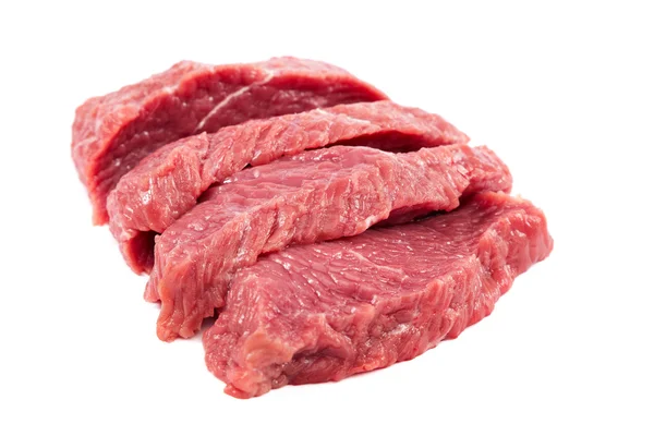 Frisches rohes Fleisch auf weißem Hintergrund. — Stockfoto