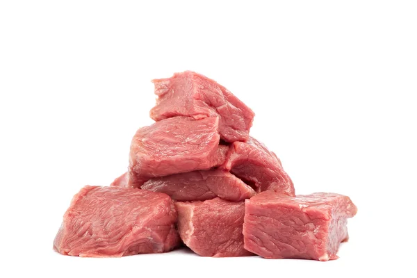Carne crua fresca sobre um fundo branco. — Fotografia de Stock