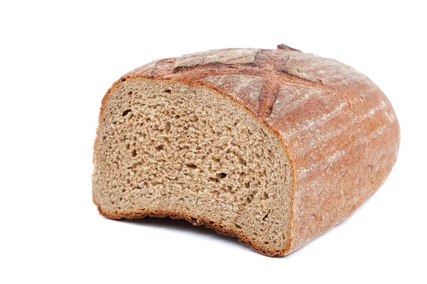 Stuk van vers brood op witte achtergrond. — Stockfoto