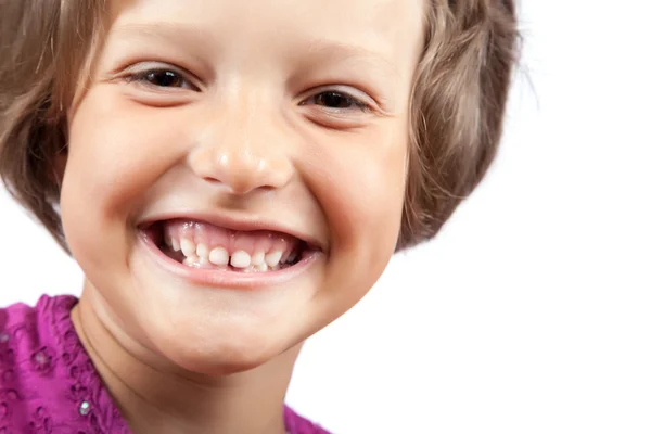 Smiling little sweet gir on white background. — Stock Photo, Image