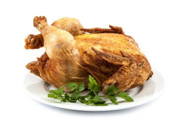 Izgara tavuk taze otlar ile.