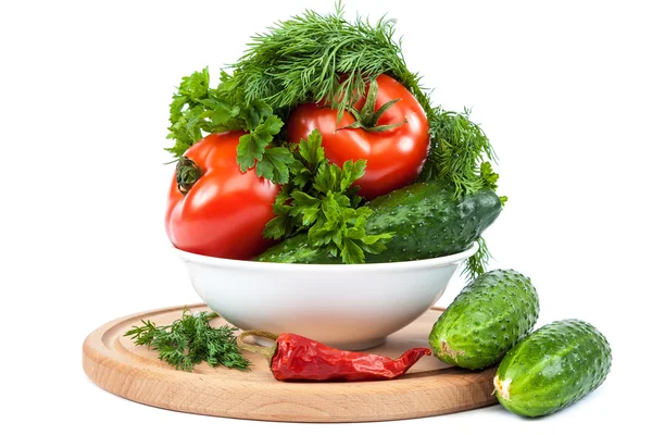 Verduras frescas sobre un fondo blanco. — Foto de Stock