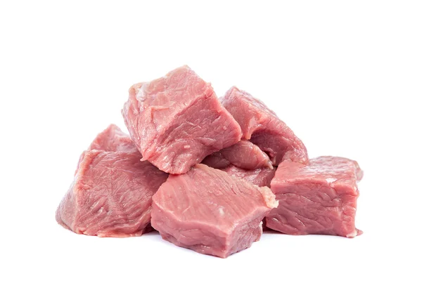 Carne crua fresca sobre um fundo branco. — Fotografia de Stock