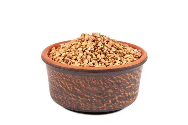 Buckwheat in a ceramic bowl. — Stock Photo, Image