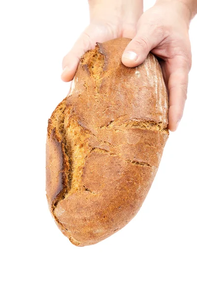 Świeży chleb w dłoniach. — Zdjęcie stockowe