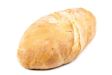 Beyaz arkaplanda bir somun ekmek.