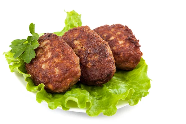 Meat patties with fresh lettuce. — Stock Photo, Image