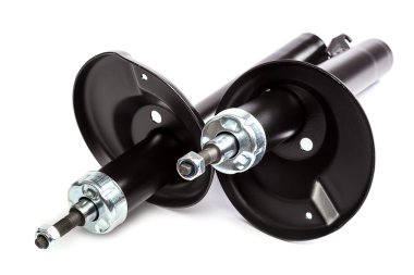 Araba darbe emici beyaz arka plan üzerinde.