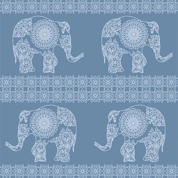 象のシームレスな白黒パターン — ストック写真