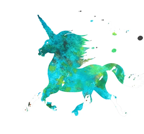 Aquarel Unicorn Logo geïsoleerd op wit — Stockfoto