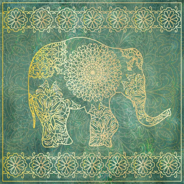 Modèle d'or éléphant sur fond de grunge — Photo