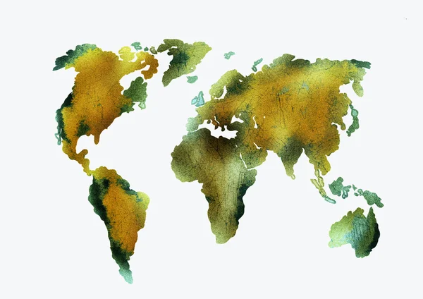 GRUNGE MAPA MUNDIAL ISOLADO EM BRANCO — Fotografia de Stock